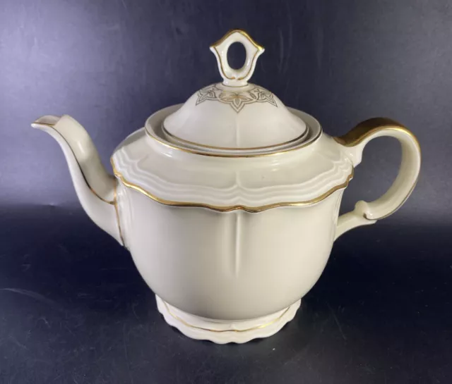 Bavaria White And Gold Porcelain Lidded Tea Pot