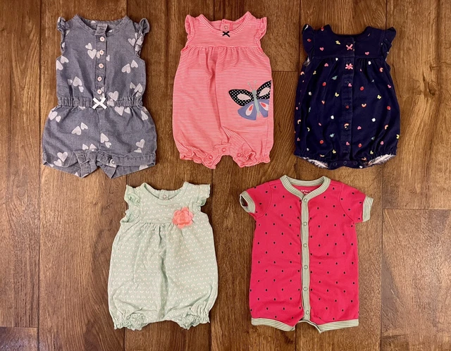 Carters Baby Girl Clothes Lot 3 Mo Summer Rompers Outfits Butterfly Watermelon