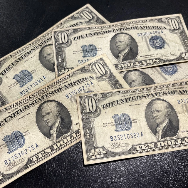 1934 Ten Dollar ($10) Silver Certificate Bill Average Circulated Buying 1 Note