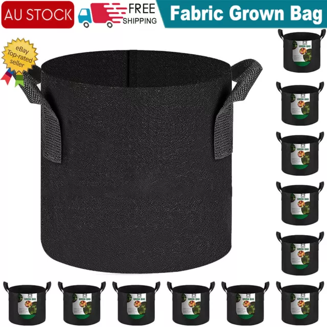 3-20PCS Pack Fabric Grow Pots Breathable Planter Bags 3/5/7/10/15/20 Gallon Bags