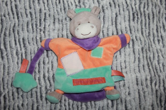 Doudou Et Compagnie Ane Zigzag Orange Violet Gris  Marionnette Exc Etat