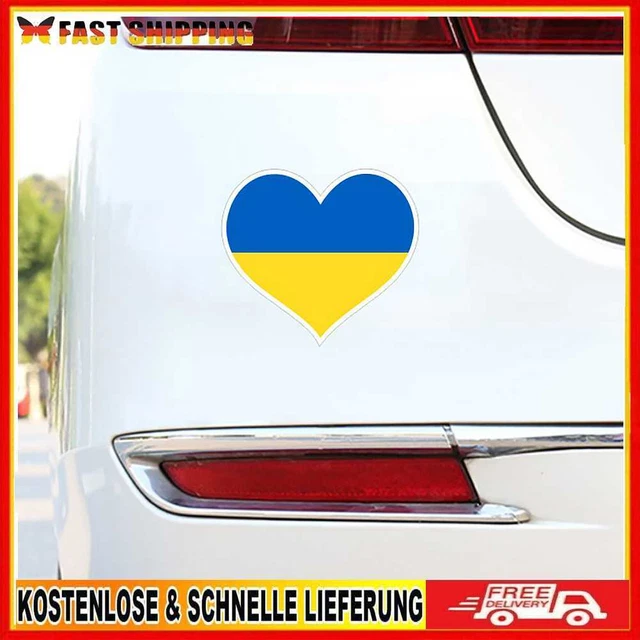 Heart Shape Ukrainian Flag Car Stickers Ukraine Auto Window Decal (1pc)