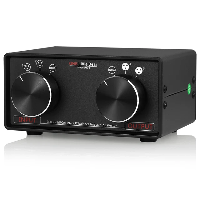 3-IN-3-OUT XLR Balanced / RCA Passive Preamp Stereo Converter Audio Selector Box