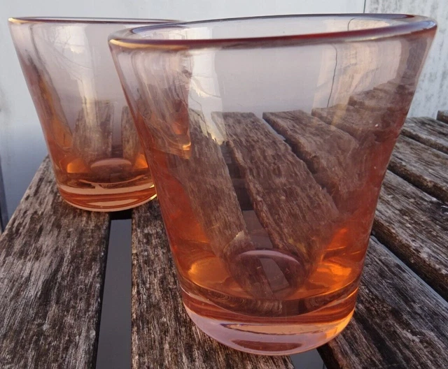 THURET ANDRE  Paire de Vases  Art Déco  Verre très épais 