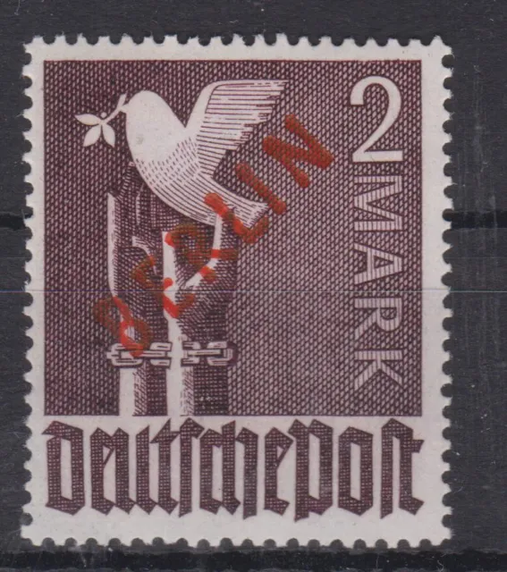 Berlin Nr. 34 postfrisch 2 Mark, tiefst-geprüft BPP Schlegel, 1949 Rotaufdruk