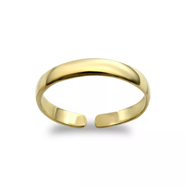 Ladies Solid 9ct Gold Mersham Jewels D-Shape Band Toe Ring 2.5mm