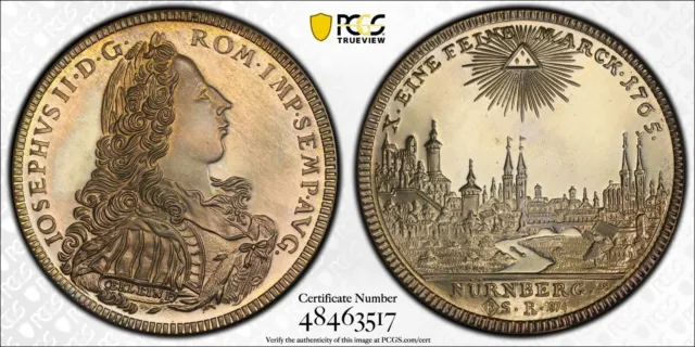 PCGS Nurnberg 1765"1974" SP65 Silver City View Thaler Official Restrike Germany