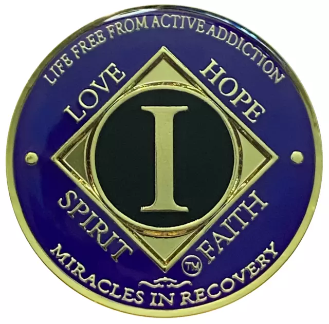 NA 1 YEAR Purple, Gold Plated Medallion, Narcotics Anonymous Coin $34. ...