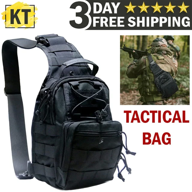 Men Backpack Molle Tactical Sling Chest Pack Shoulder Bag Outdoor Hiking Travel