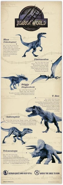 Jurassic World Dinosauri 53x158 CM 53.3x157cm Nuovo Sigillato Locandina Film
