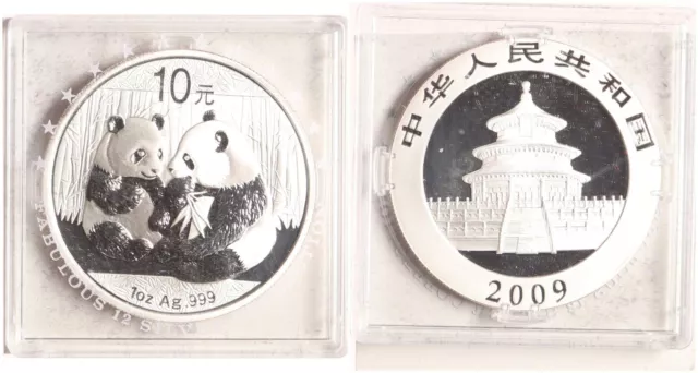 China 10 Yuan 2009 Panda - Silber - Stgl. in Kapsel