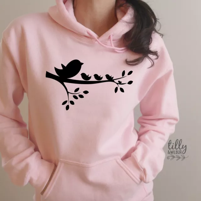 Mother's Day Hoodie, Personalise Number Of Little Birds Per Number Of Children,