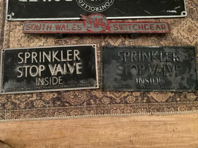 Antique Early 20th Century Cast Iron Sprinkler Stop Valve Sign Matthew Hall