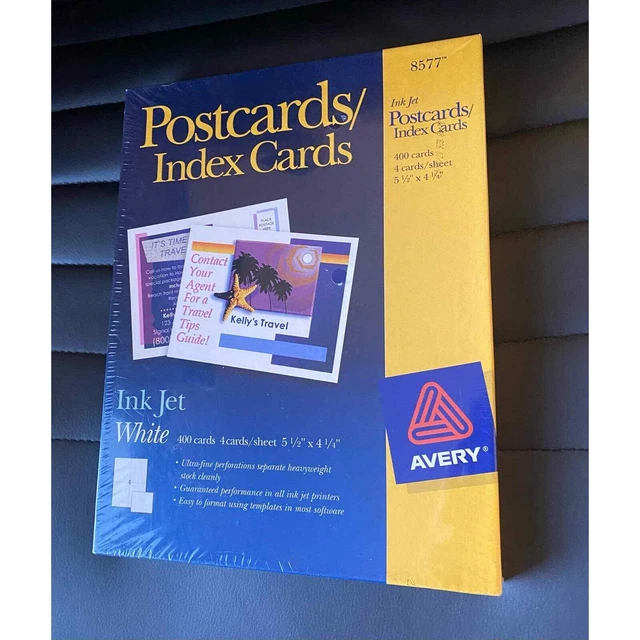 SEALED Avery 8577 Ink Jet Post Cards/ Index Cards, 400 Ct White