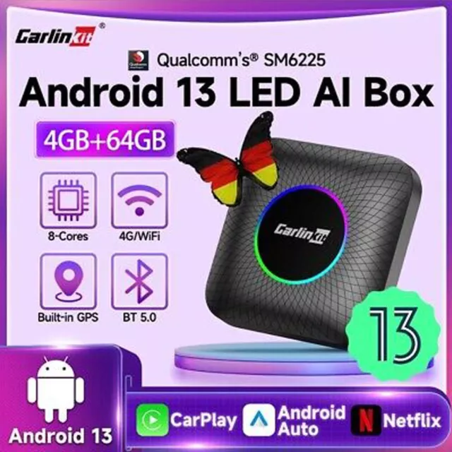 Carlinkit Android 13 Wireless Carplay AI Box Android Auto LED Multimedia Player