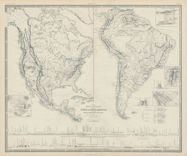 1856 THE PHYSICAL Features of North and South America £129.37 - PicClick UK