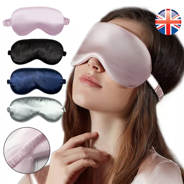 Blackout Eye Mask Satin Silk Adjustable Blindfold Padded Soft Relax Travel Sleep