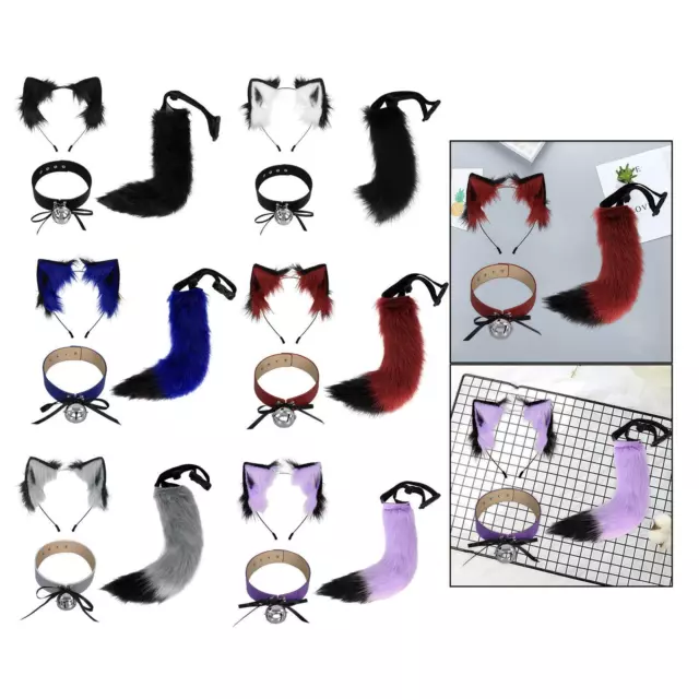 Oreilles et queue d'animaux pour enfants et adultes, bandeau oreilles de chat,