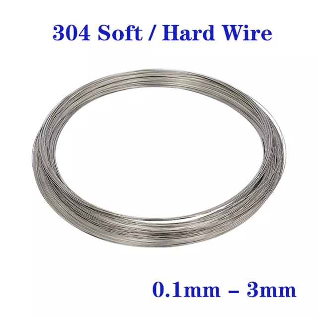 304 Stainless Steel Spring Wire Soft/Hard Steel Wire 0.1mm-3mm Rustproof DIY