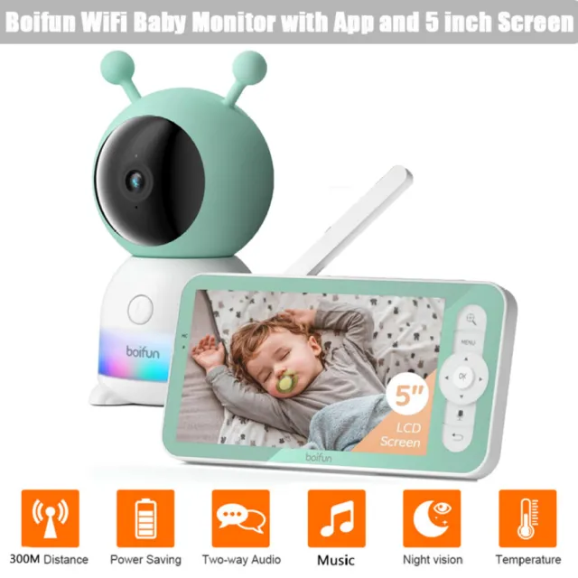 Boifun 5“ 2K Screen Video Baby Monitor with Camera,Motion Detection,Two-Way Talk