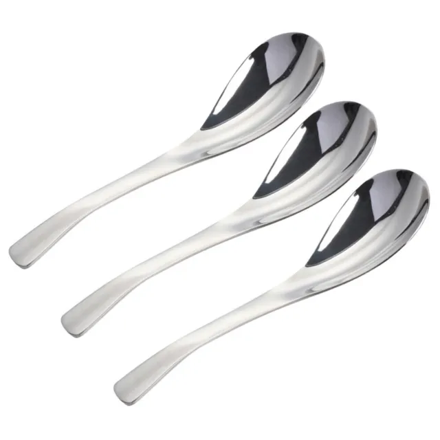 3 piezas cuchara de sopa de compañía de mesa de acero inoxidable cuchara de ramen metal
