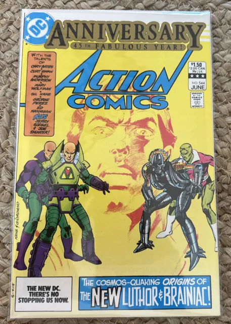 Action Comics #544 Key Issue New Origins Brainiac & Lex Luthor *Great Condition*