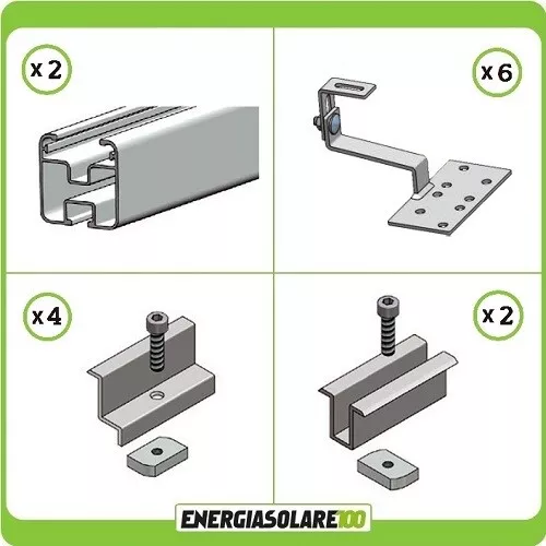 Kit de fixation 2 panneaux solaires toit en tuiles épaisseur 35mm