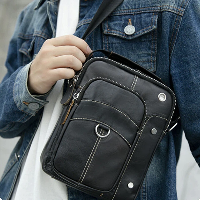 Men's Genuine Leather Small Shoulder Bag Messenger Bag Handbags Crossbody Bags