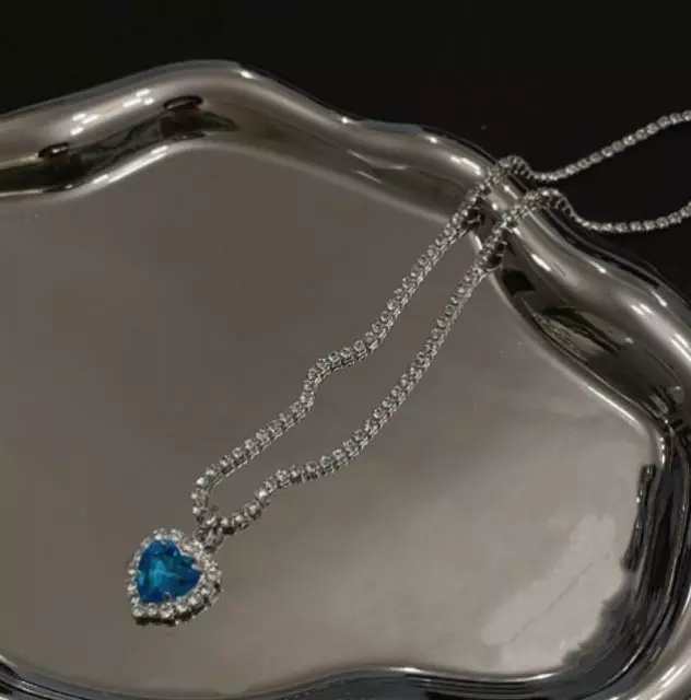 Mini Titanic Pretty HEART OF THE OCEAN Blue CRYSTAL Pendant NECKLACE