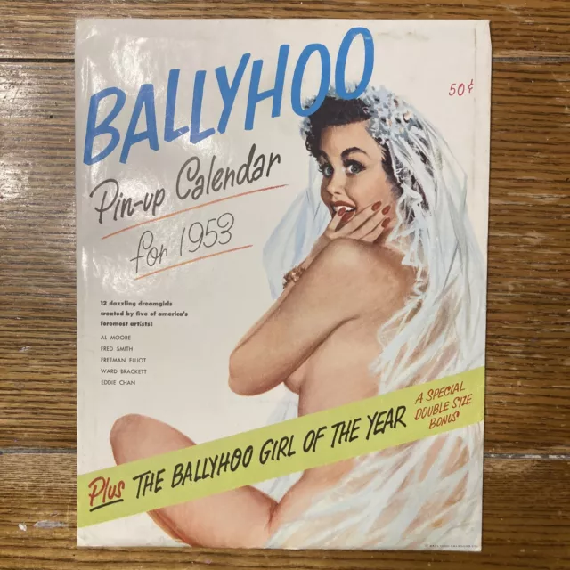 Vintage Ballyhoo Calendar for 1953 Illustrated Pin Up Girls in original Sleeve