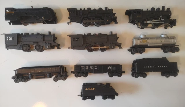Lot (10) Vintage Lionel O Gauge Engines  Tender Dump Car Sunoco Tanker Mercury