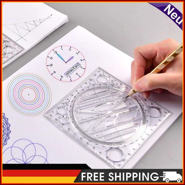 Regla de dibujo giratoria estudiante matemática estéreo geometría diseño artístico plantilla