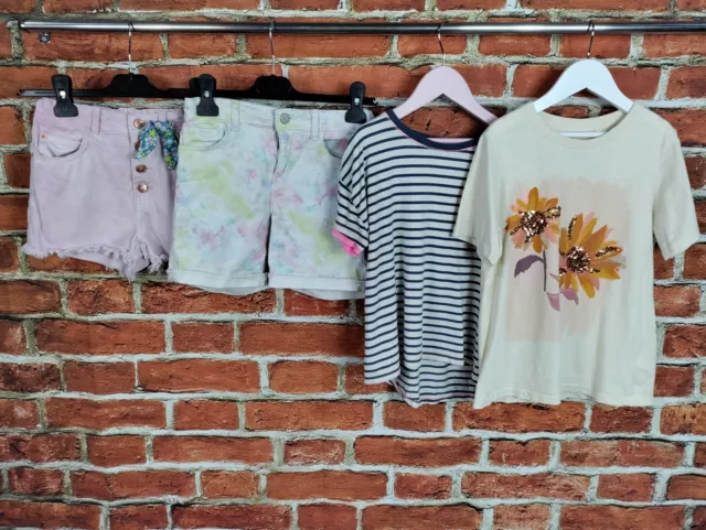Girls Bundle Age 9-10 Years M&S Next Gap Denim Shorts T-Shirts Stripe Pink 140Cm