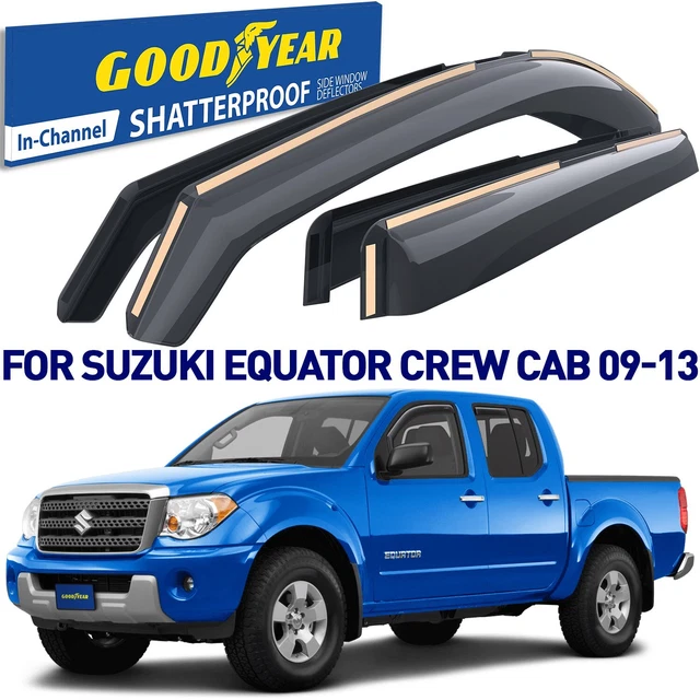 Side Window Deflectors Rain Guards for 2009-2013 Suzuki Equator Crew Cab