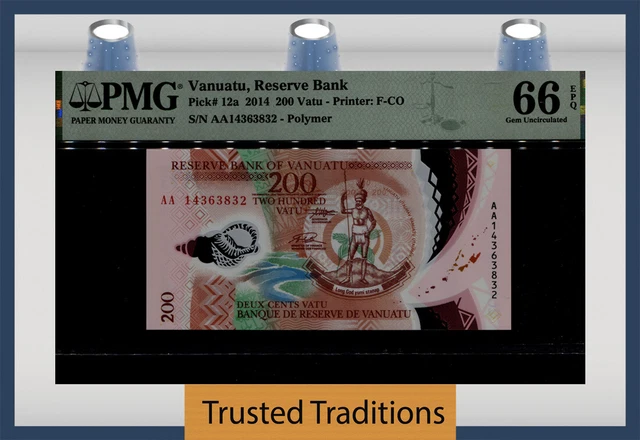 TT PK 12a 2014 VANUATU RESERVE BANK 200 VATU PMG 66 EPQ GEM UNCIRCULATED TT PK 12a 2014 VANUATU RESERVE BANK 200 VATU PMG 66 EPQ GEM UNCIRCULATED