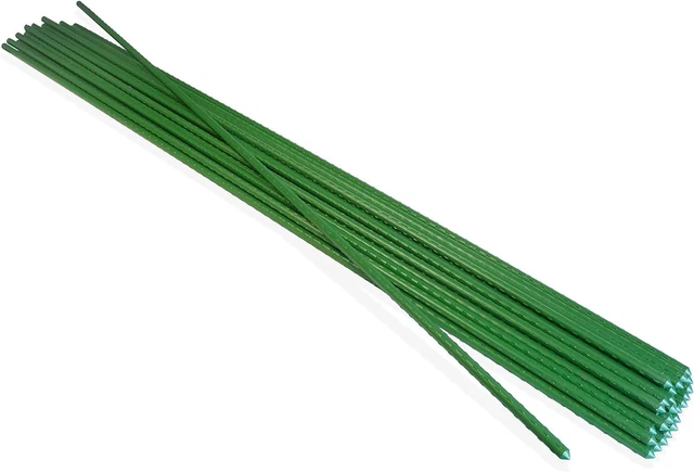 Lisbarnett DC Garden Stakes - 25pcs Heavy Duty Coated Steel Sticks 150cm/5ft lo