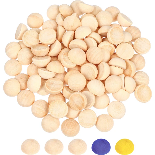 100pcs demi-boules en bois inachevées de perles de bois