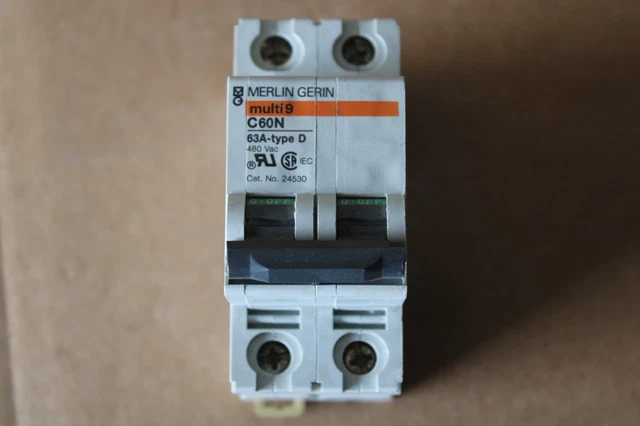 Merlin Gerin, Multi9 C60N Circuit Breaker, 2 Pole, 63 AMP Merlin Gerin, Multi9 C60N Circuit Breaker, 2 Pole, 63 AMP