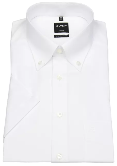 OLYMP Kurzarmhemd Luxor Modern Fit Button-Down-Kragen weiß