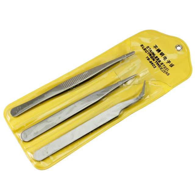 3X Repair Precision Jewellery Making Tool Stainless Steel Electronic Tweezers-xd