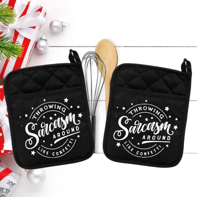 (2) Lanzar sarcasmo como confeti soporte para ollas horno Mitt almohadilla caliente 058BLKDBL