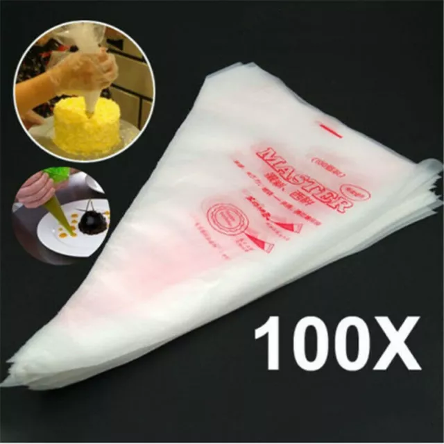 100PCS Disposable Piping Bag Icing Fondant Cake Cream Decorating Pastry  Tool