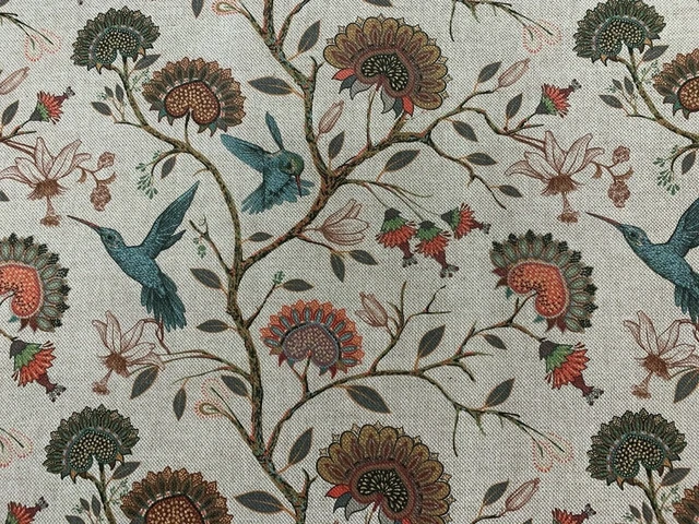 Toady Cuban Hummingbirds Linen Cotton 140cm wide Curtain/Craft Fabric