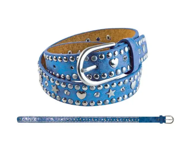 Mädchen Gürtel blau mit Herzen und Stern-Nieten 65 cm | bb Klostermann 22538