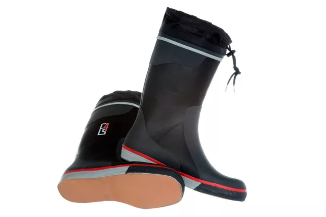 C4S Segelstiefel schwarz Yachtstiefel langer Schaft mit Schnürung Gummistiefel