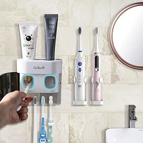 PORTA SPAZZOLINI DA parete con dispenser di dentifricio, 2 porta (j1I) EUR  26,39 - PicClick IT