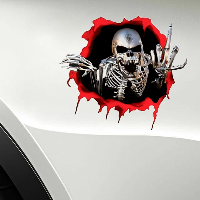 3D SKELETON SKULL Car Side Trunk Middle Finger Decal Sticker Auto