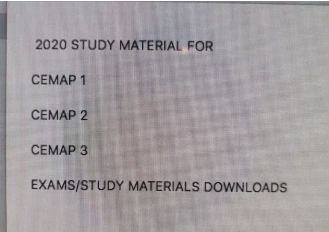 CeMAP 1 2 3 STUDY MATERIALS/  EXAM QUESTIONS/ REVISION MATERIALS 2020