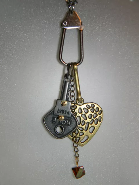 Collier steampunk Key to my Heart vintage style industriel Valentine OOAK 24"