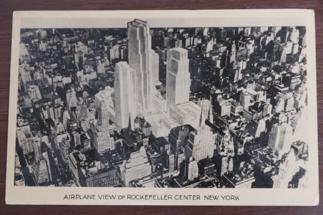 Old RPPC Postcard - Airplane View of Rockefeller Center, New York City - 1933